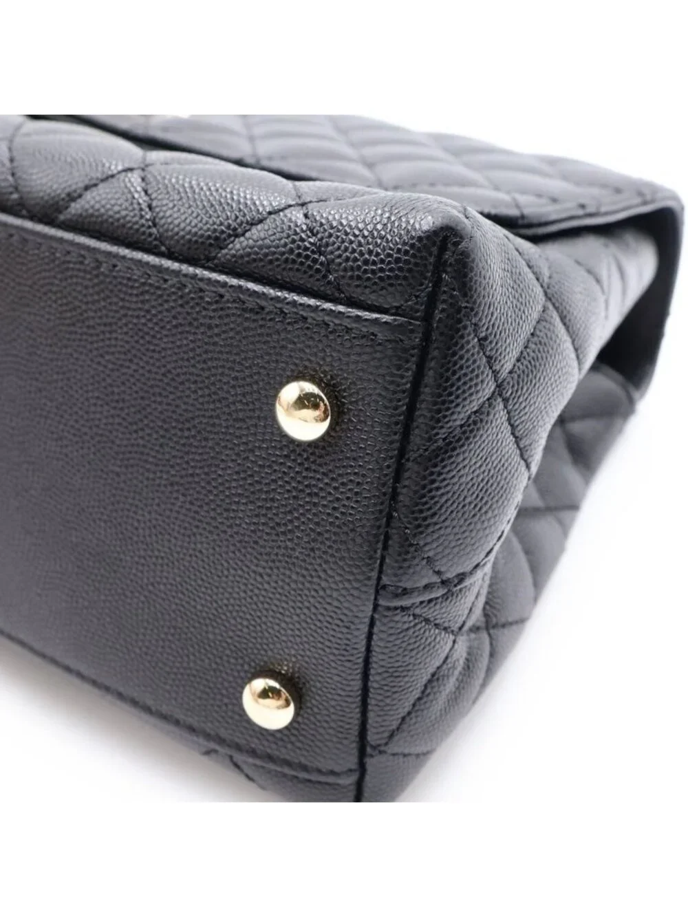 Chanel Coco Handle Turnlock 2-Way Chain Shoulder Bag Black Caviar Leather Gold